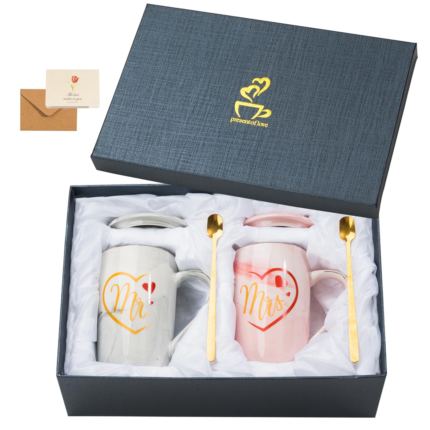 Bulovedly tazas de mármol Sr y Sra, regalo duradero para bodas.