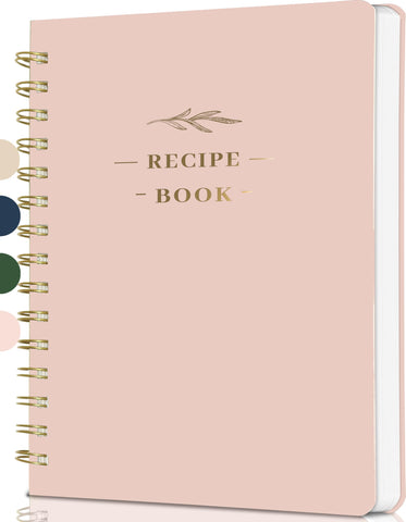 Buluer libro de recetas rosado con tapa dura, perfecto para conservar tus recetas favoritas