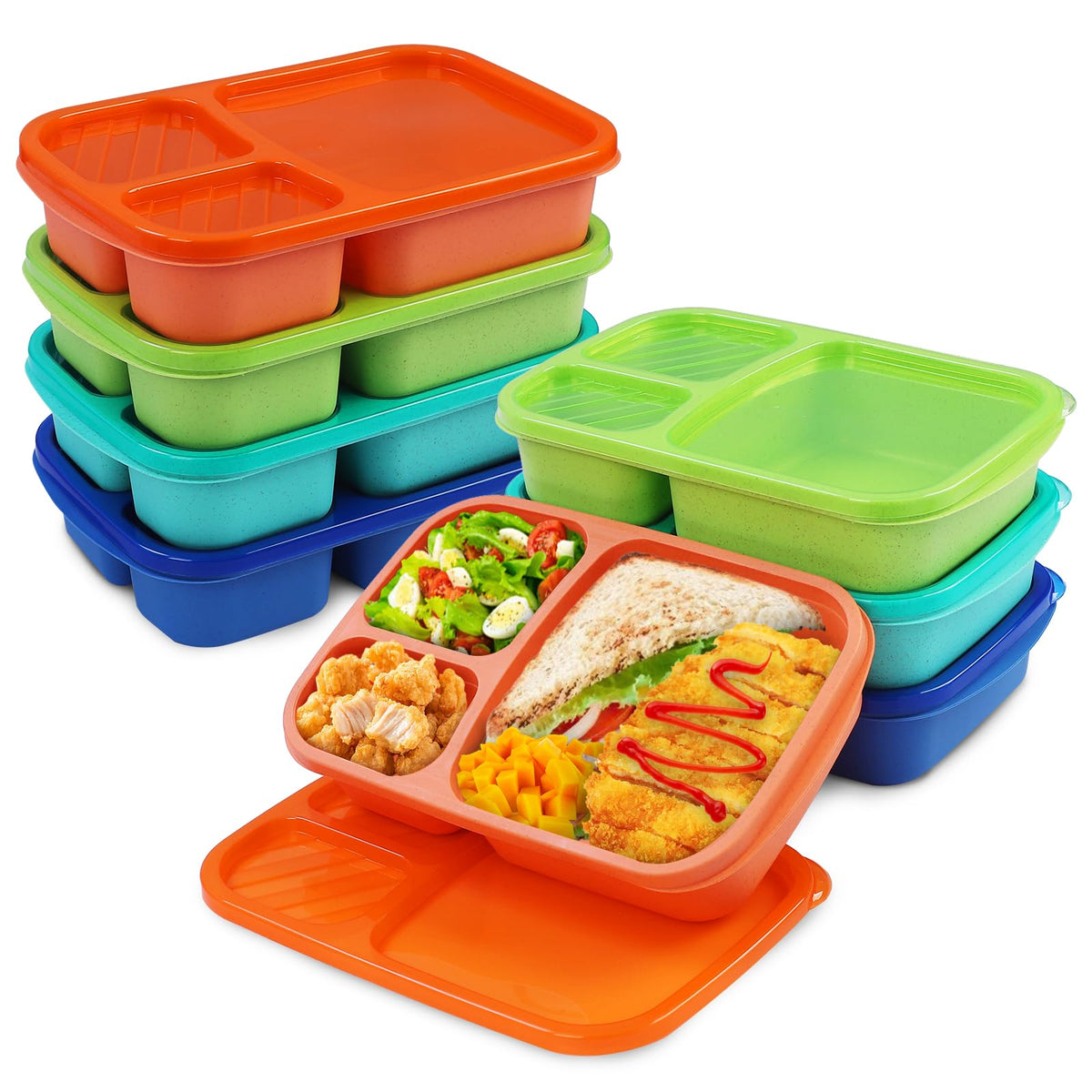 Buluker Bento con 3 compartimentos y tapa hermética para comidas equilibradas