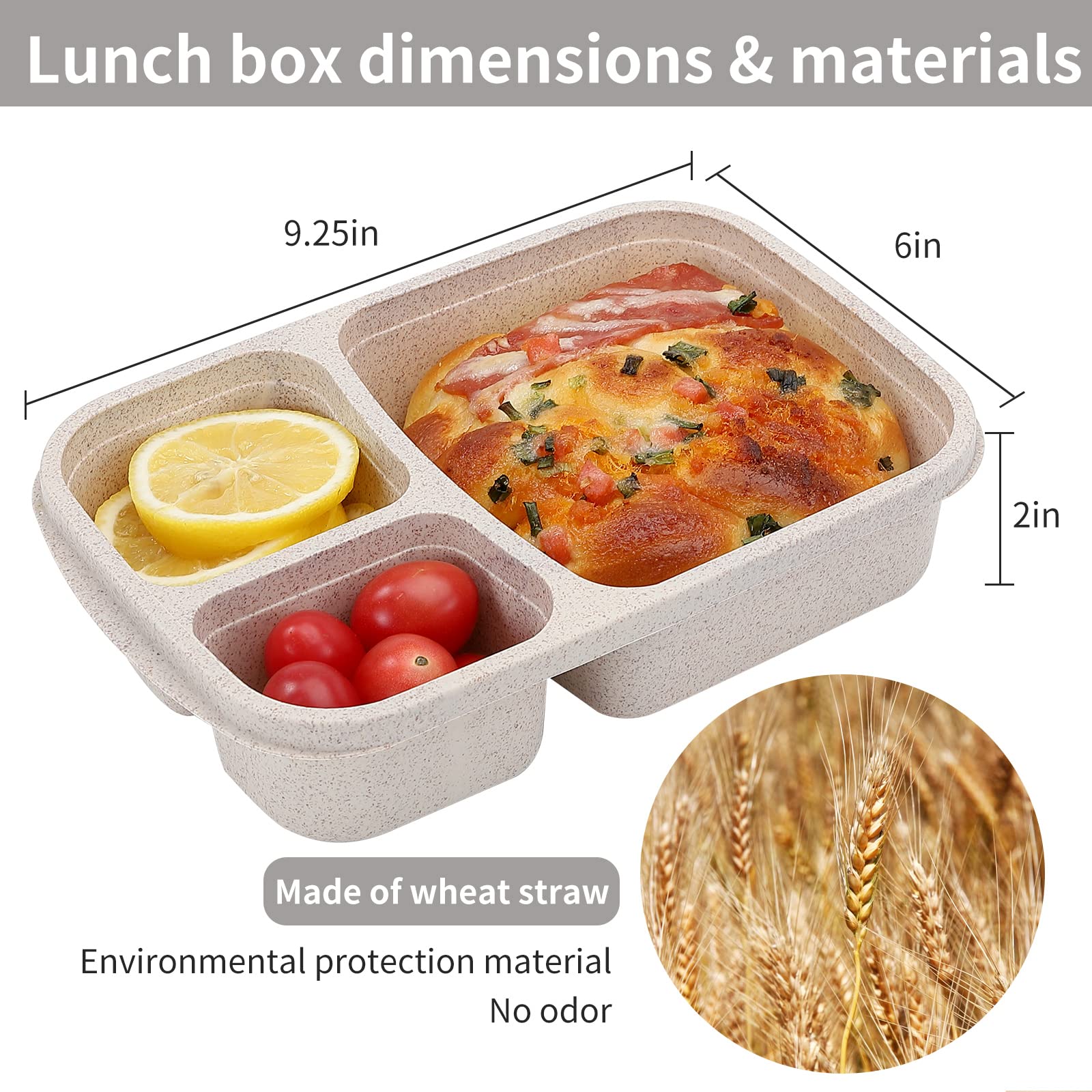 Buluker lonchera bento, interiores, tres compartimentos para separar comidas.