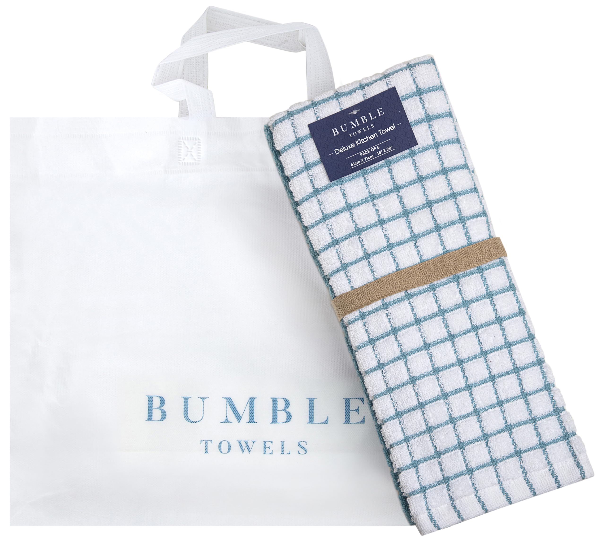 Toallas Bumble: diseño clásico en azul, ideal para estilo de cocina.
