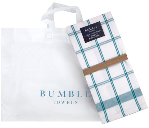 Bumble Towels incluye bolsa reutilizable elegante como regalo.