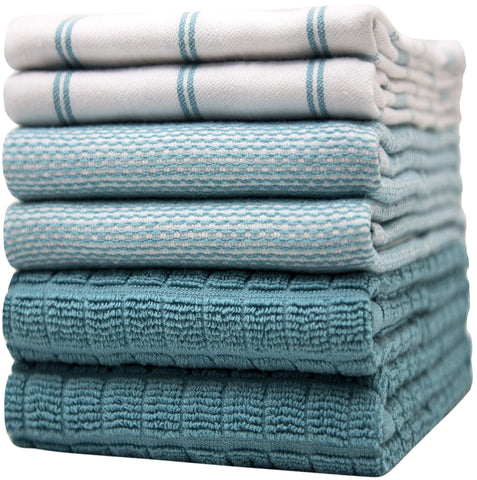 Bumble Towels paño de cocina plano turquesa con cuadros, ideal para secar platos y superficies.