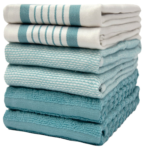Bumble Towels toallas de cocina premium en azul aqua, alta absorción para secar platos.