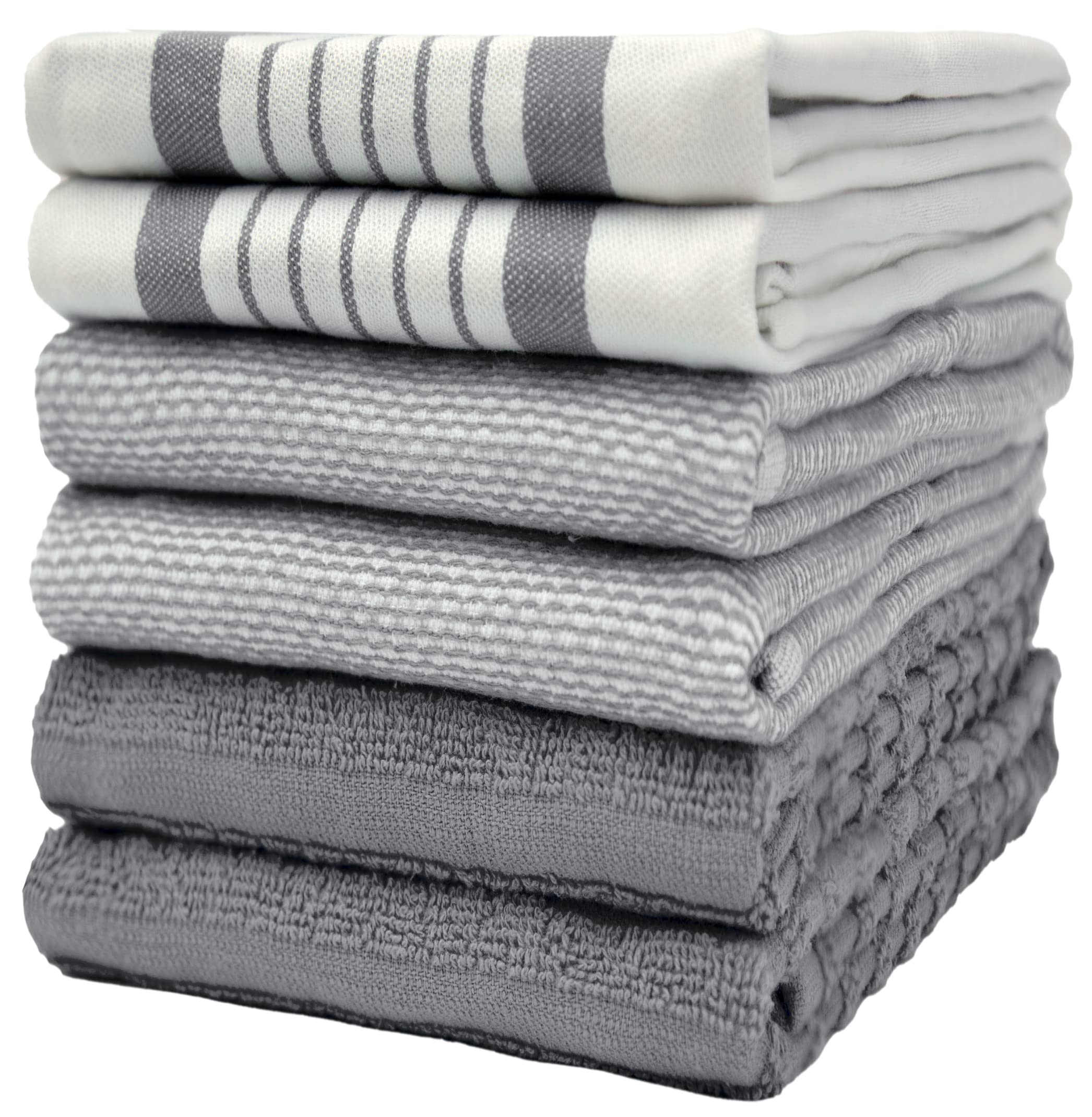 Toallas Bumble Towels plano gris rayas para secar platos con alta absorbencia.