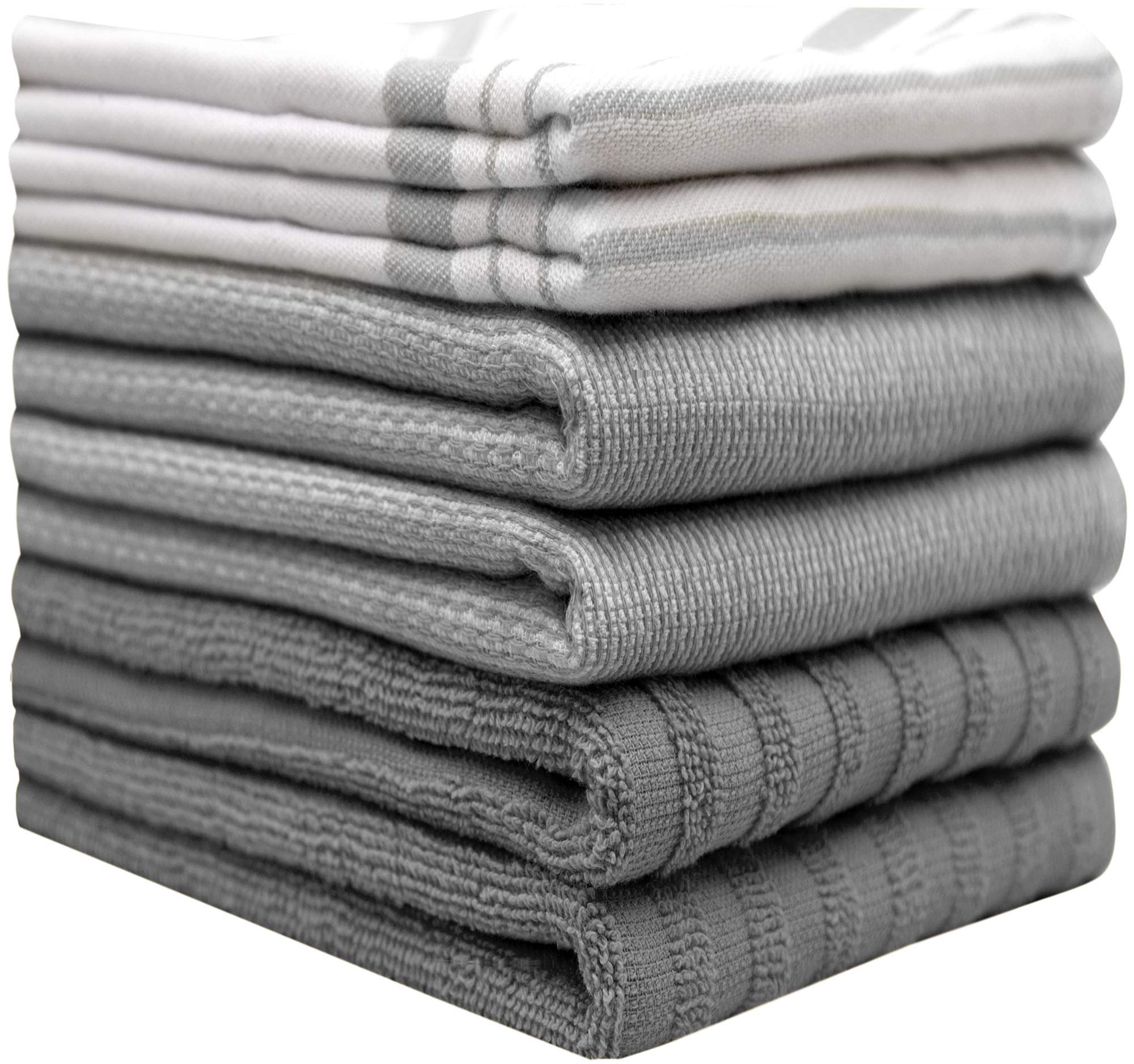 Toallas Bumble Towels terry gris rayas para limpiar derrames con eficacia.