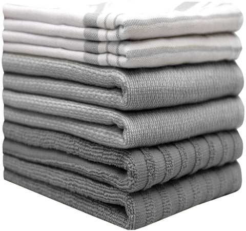 Toallas Bumble Towels terry gris rayas para limpiar derrames con eficacia.