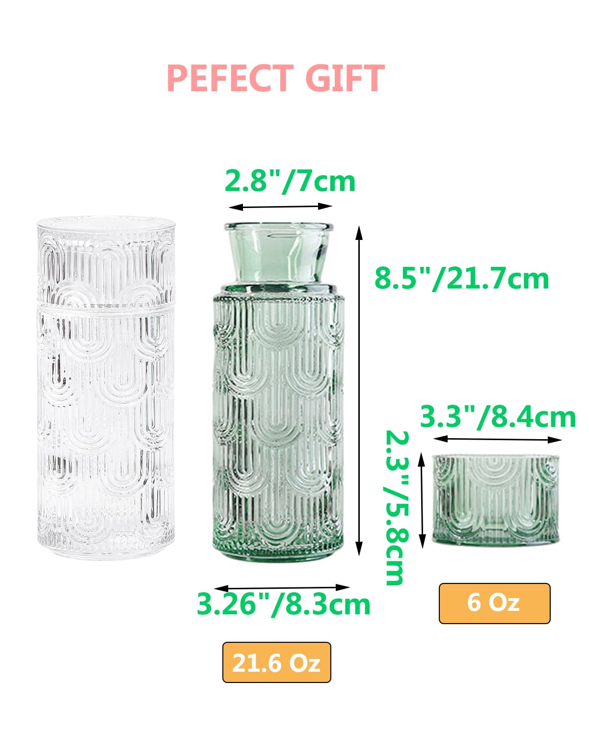 Buminee jarra de vidrio con tapa, ideal para agua y jugos.