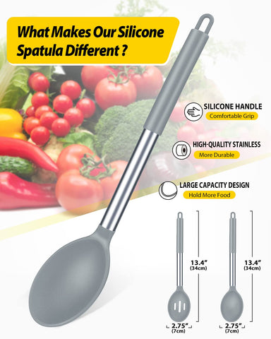 Cuchara de silicona grande de BUNDLEPRO con cabeza suave para servir