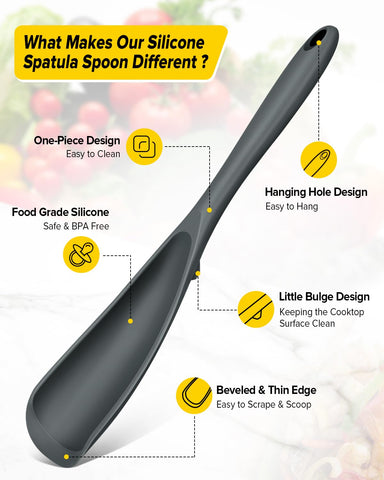 Cucharas de silicona BUNDLEPRO aptas para 446°F, resistentes y seguras para saltear.
