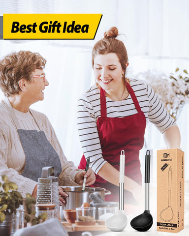 Cucharón Bundlepro con gancho para colgar y almacenamiento práctico.
