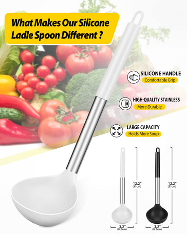Cucharón resistente al calor de Bundlepro para caldos y sopas.