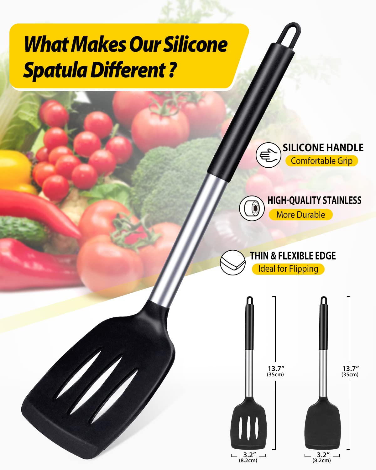 BundlePro espátula de alto calor para uso en sarténes calientes.