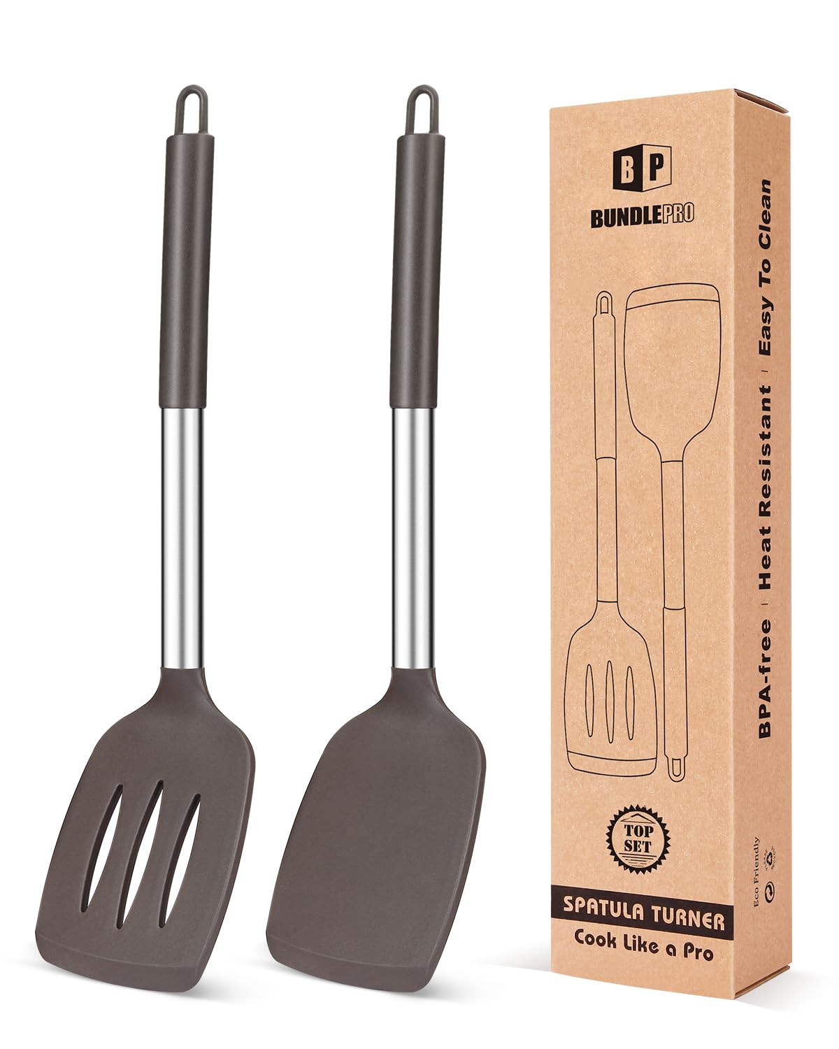 Espátula de silicona Bundlepro con cabeza plana antiadherente para cocinar sin rayar