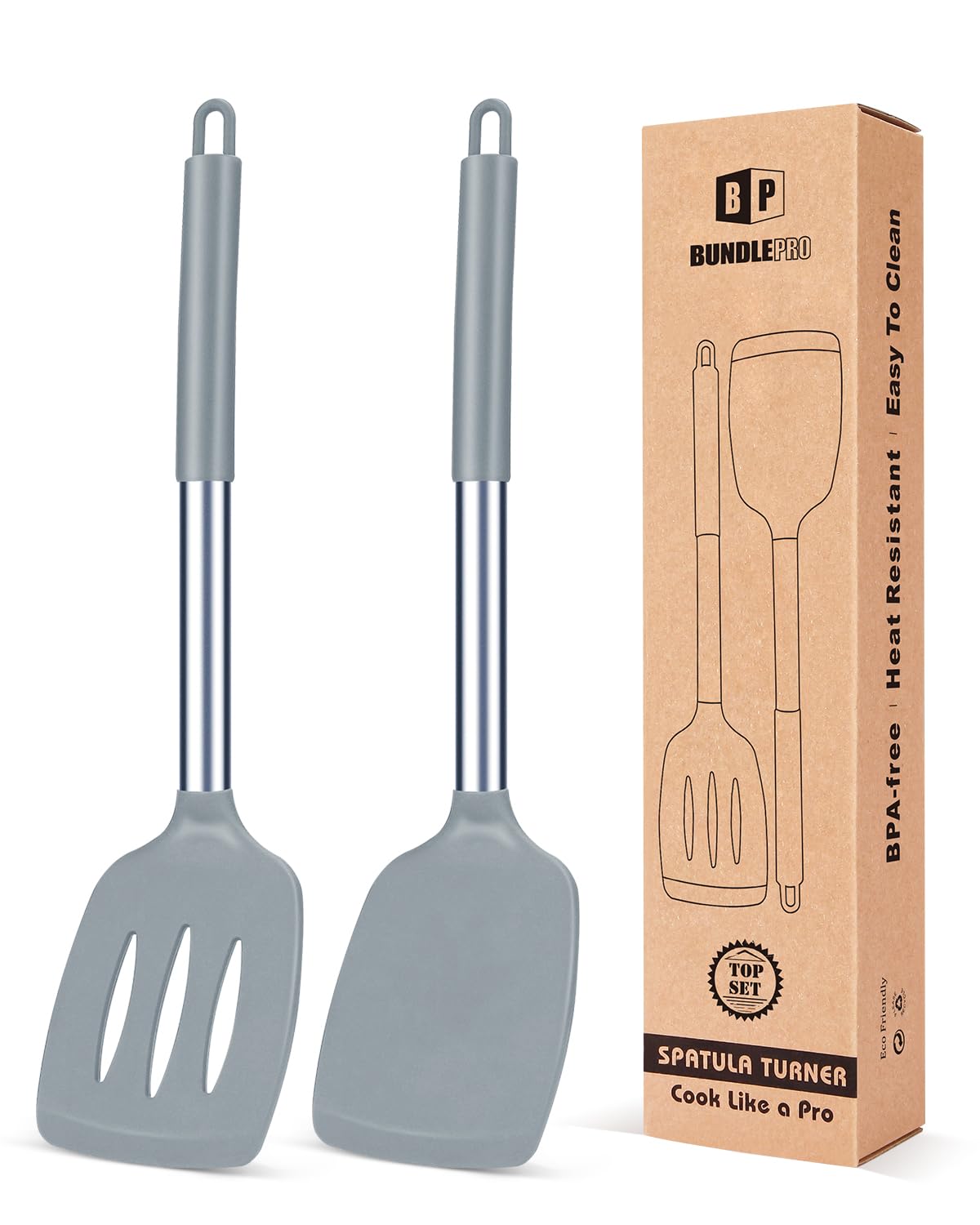 Espátula de silicona gris BUNDLEPRO, cabeza suave que no raya superficies.
