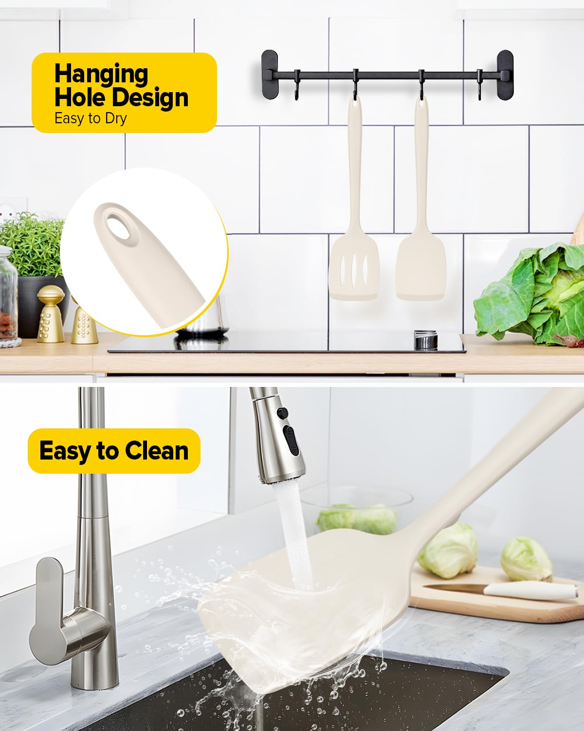 Fácil limpieza Bundlepro espátula con agujeros para colgar y secar.