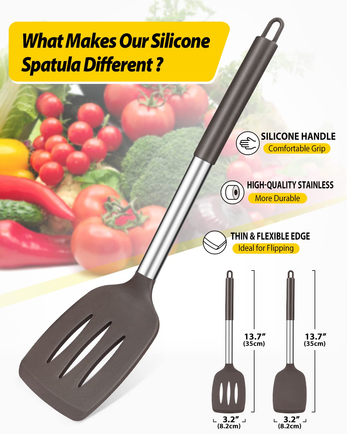 Espátula Bundlepro de silicona con mango de acero inoxidable, duradera y segura