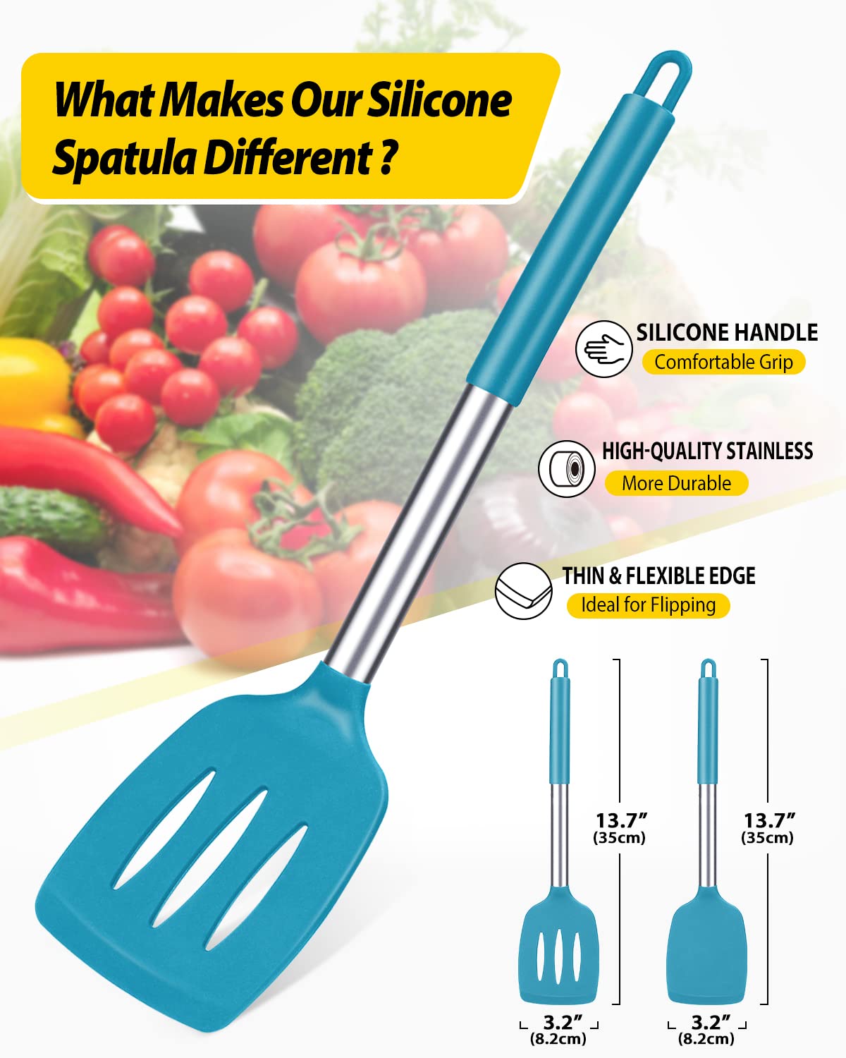 Espatula Bundlepro con mango ergonomico, comodo de agarrar y resistente al calor.