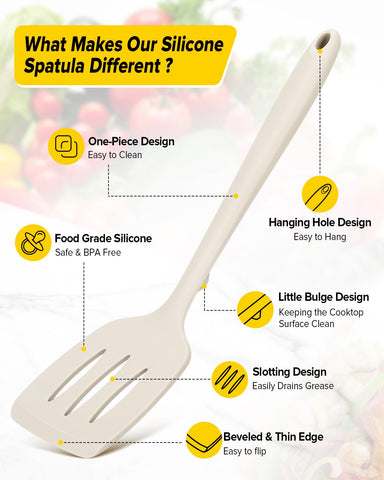 Espátula sólida Bundlepro de silicona para girar huevos y carnes sin pegar.