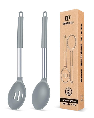 Cucharas de silicona grandes de BUNDLEPRO para mezclar sin rayar ollas