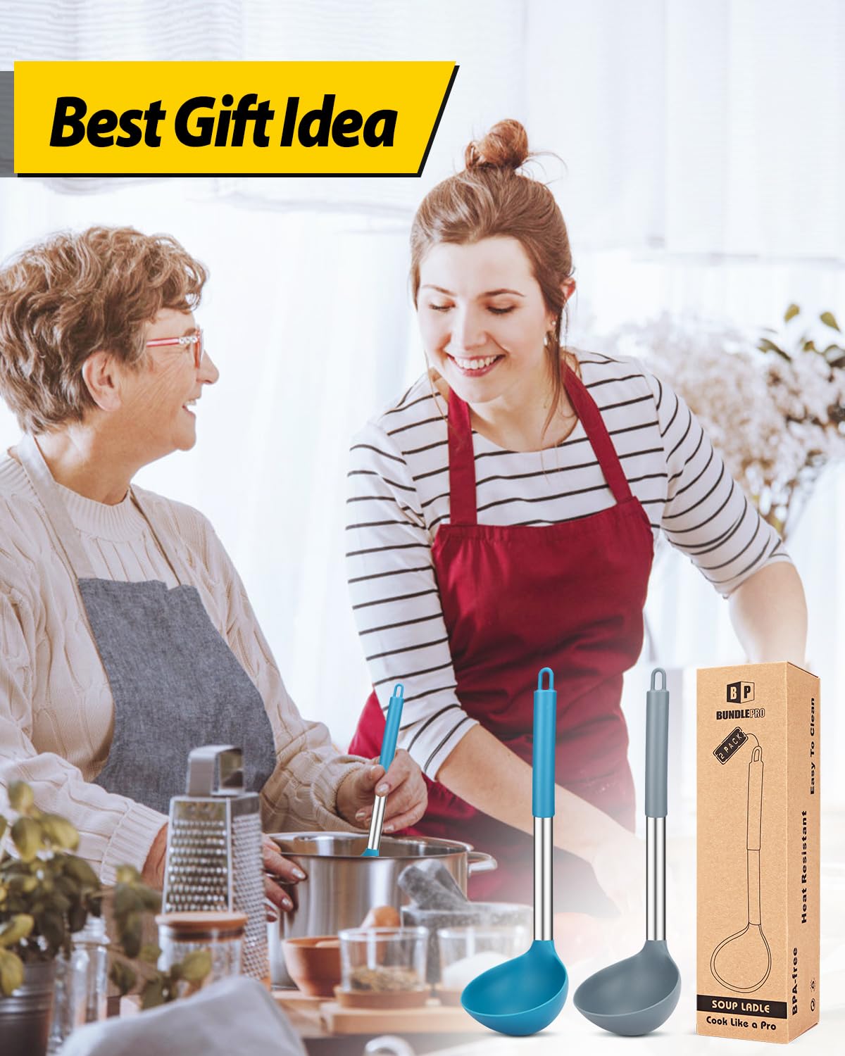 Pack de 2 cucharones Bundlepro para cocinar, remover y servir