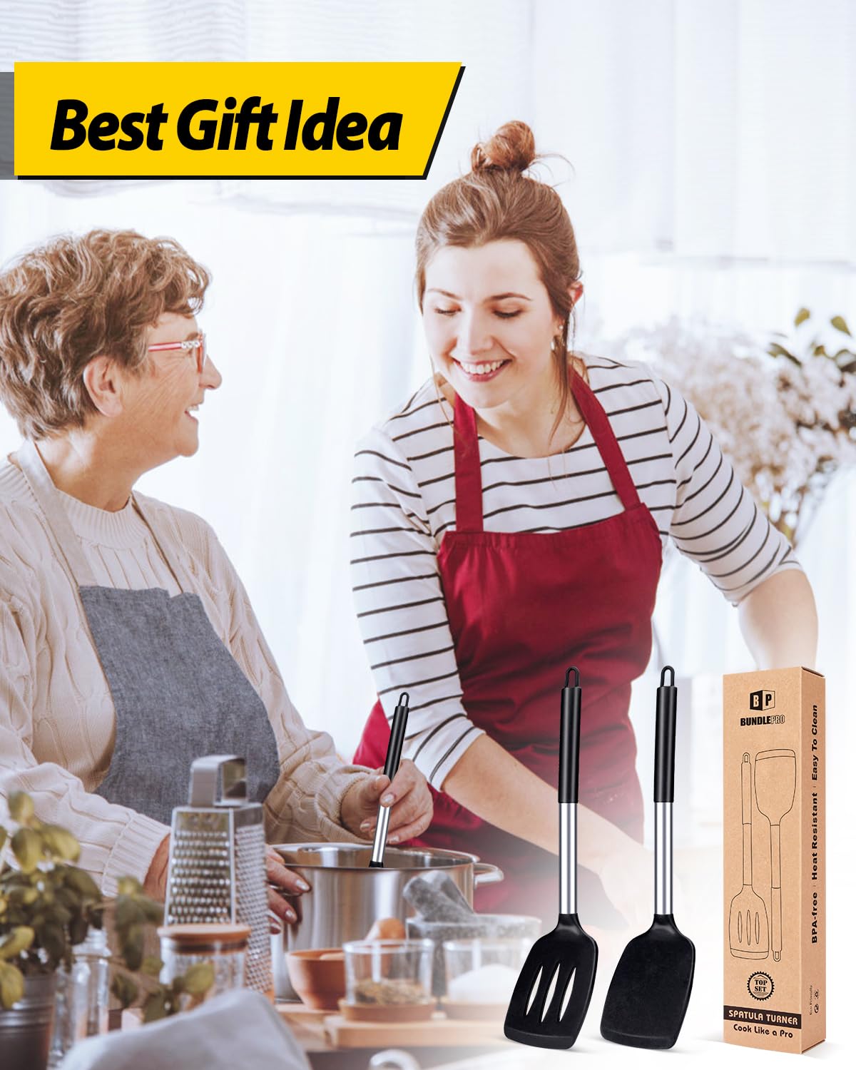 BundlePro espátula negra lista para uso diario en cocina.