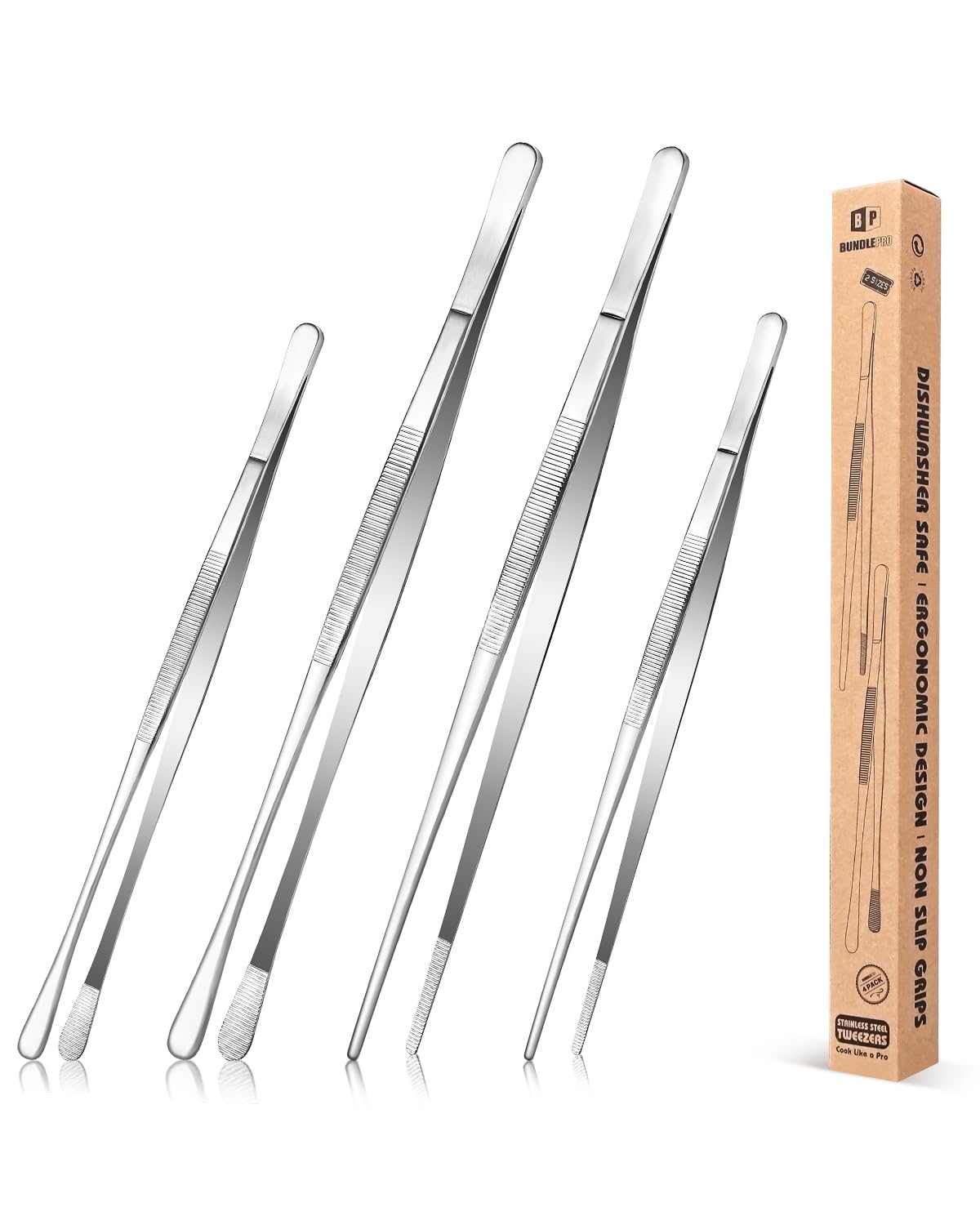Pinzas Bundlepro de 12 pulgadas para cocinar, agarre estable y controlado