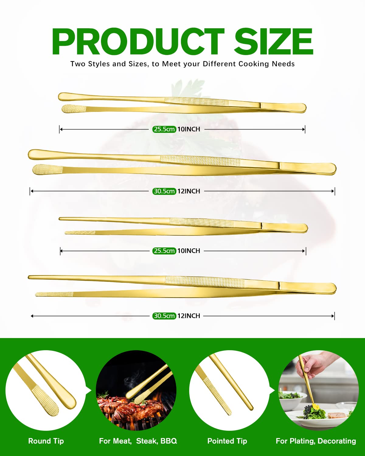 Bundlepro pinzas para barbacoa, perfectas para girar carnes y mariscos