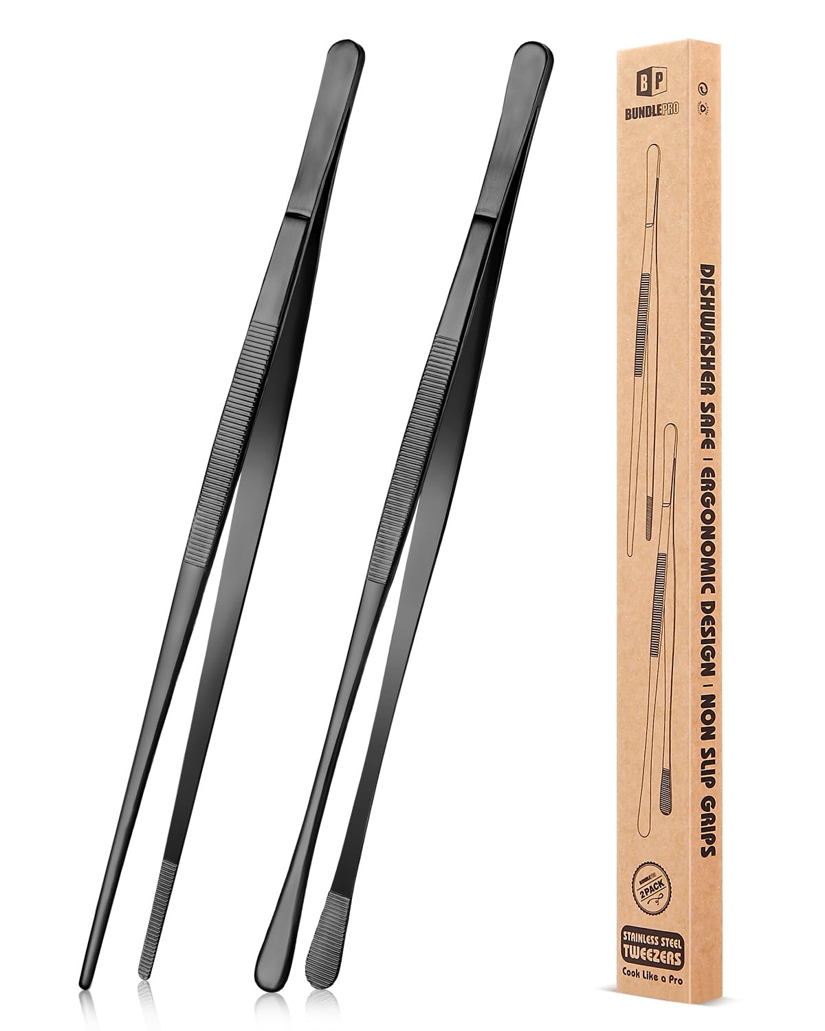 Tijeras Bundlepro de 12 pulgadas negras en uso para voltear con precisión.