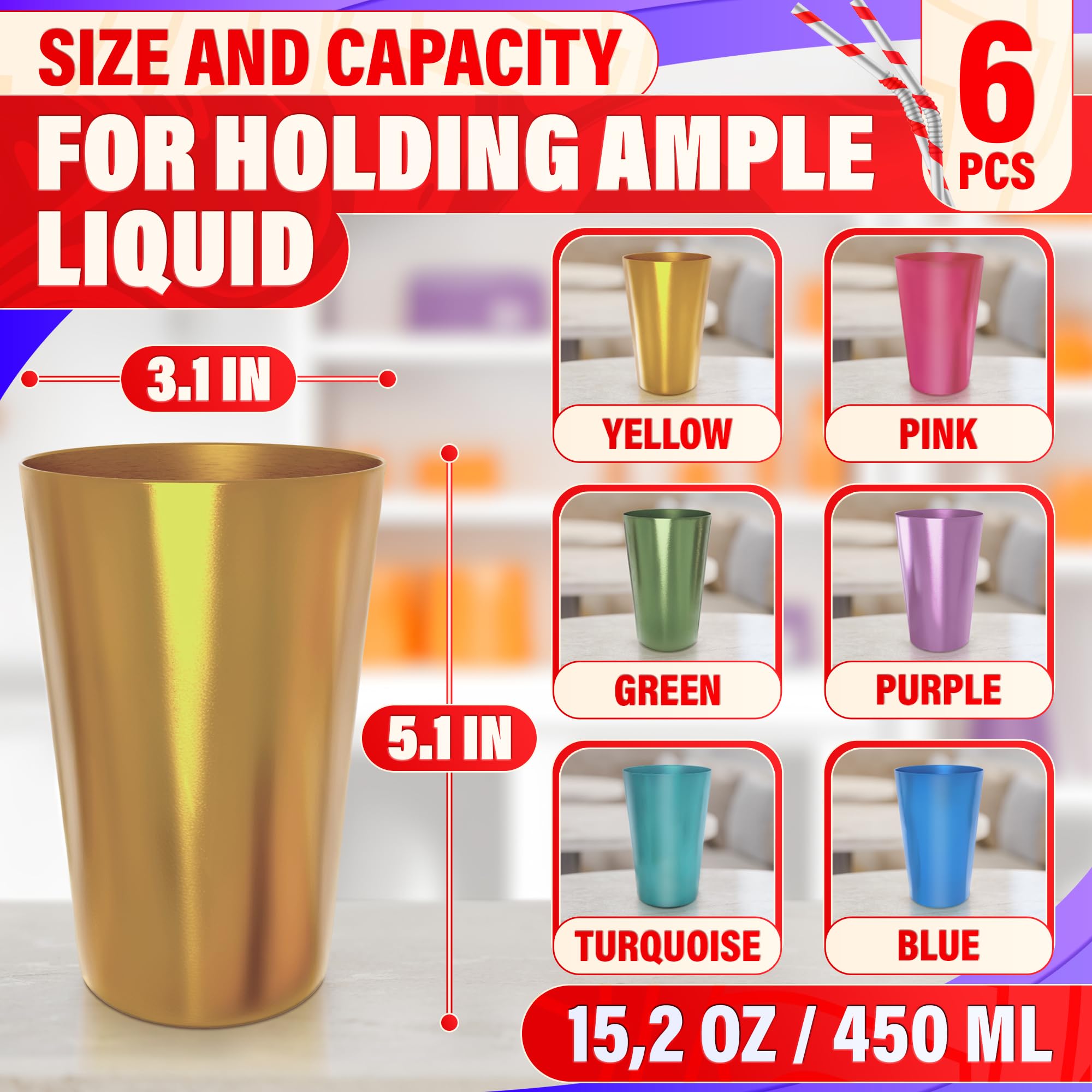 Vasos de aluminio BURIUS rojos, estilo festivo para cualquier mesa