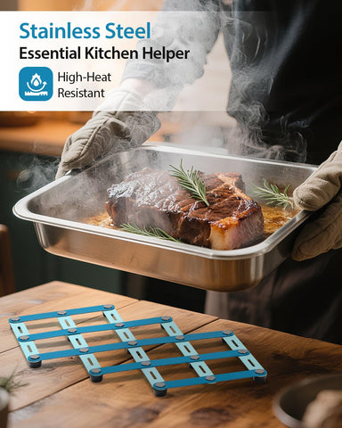 BURLIHOME trivet azul de dos tonos aporta estilo a la mesa.