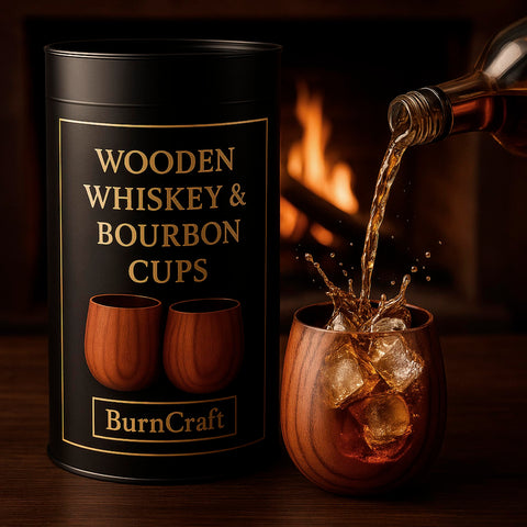 Vaso Burncraft whisky madera durable, resistente a golpes frente a vasos de vidrio.