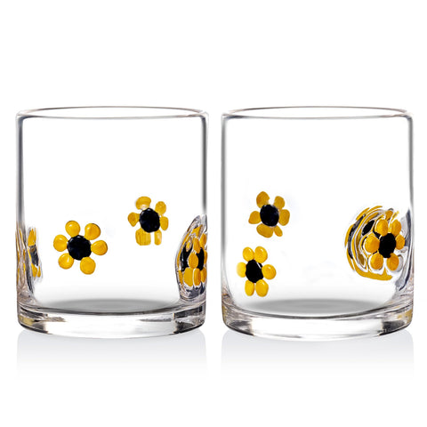 Vasos Burns Glass girasoles estilo antiguo, set de 2, para servir whisky con elegancia