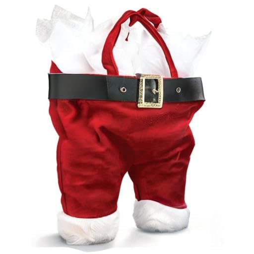 Burton & Burton Santa Pants, detalle de cinturón dorado para regalo navideño.