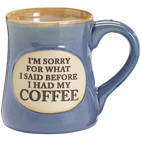 Taza burton+BURTON pintada a mano, frente, inscripción humorística para la mañana.
