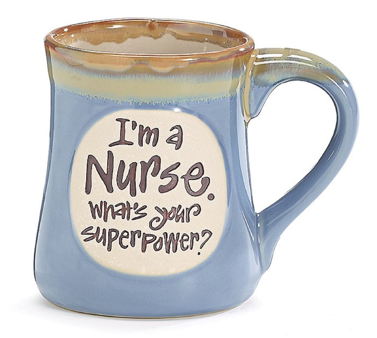 Taza burton-burton con diseño de enfermera en azul claro, perfecta para bebidas diarias.