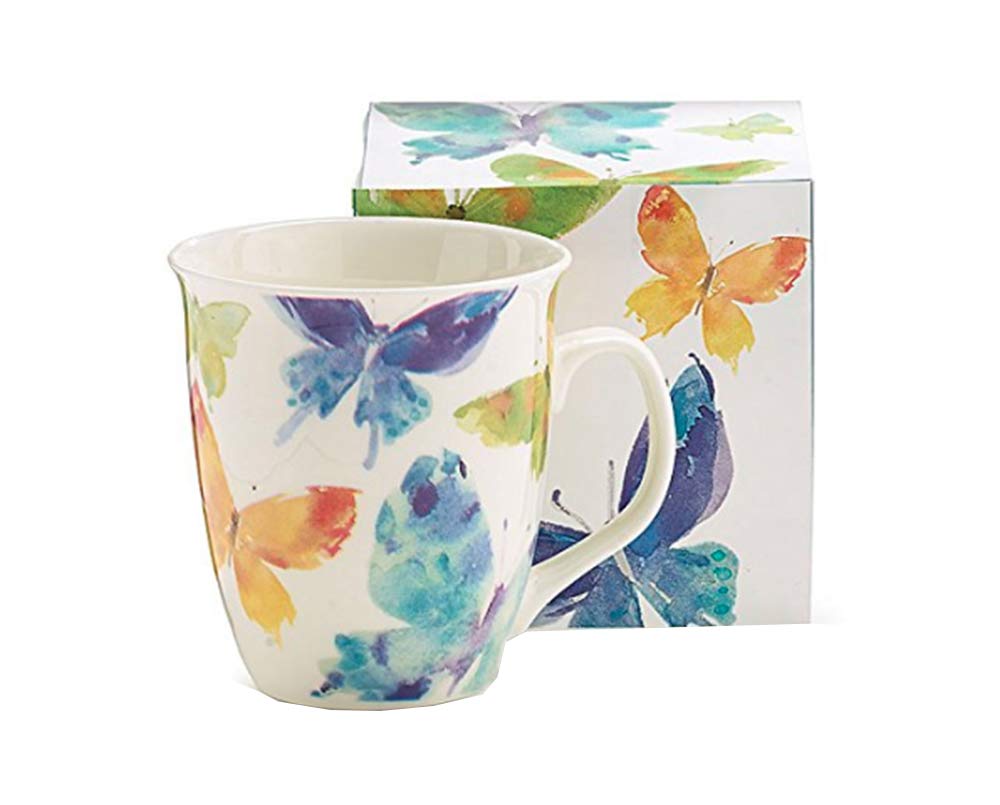 burton+BURTON, taza porcelana mariposas acuarela, ideal para café o té diario