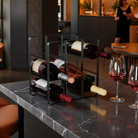 Buruis mostrador vino 9 botellas decorativo negro, eleva la estética de la cocina