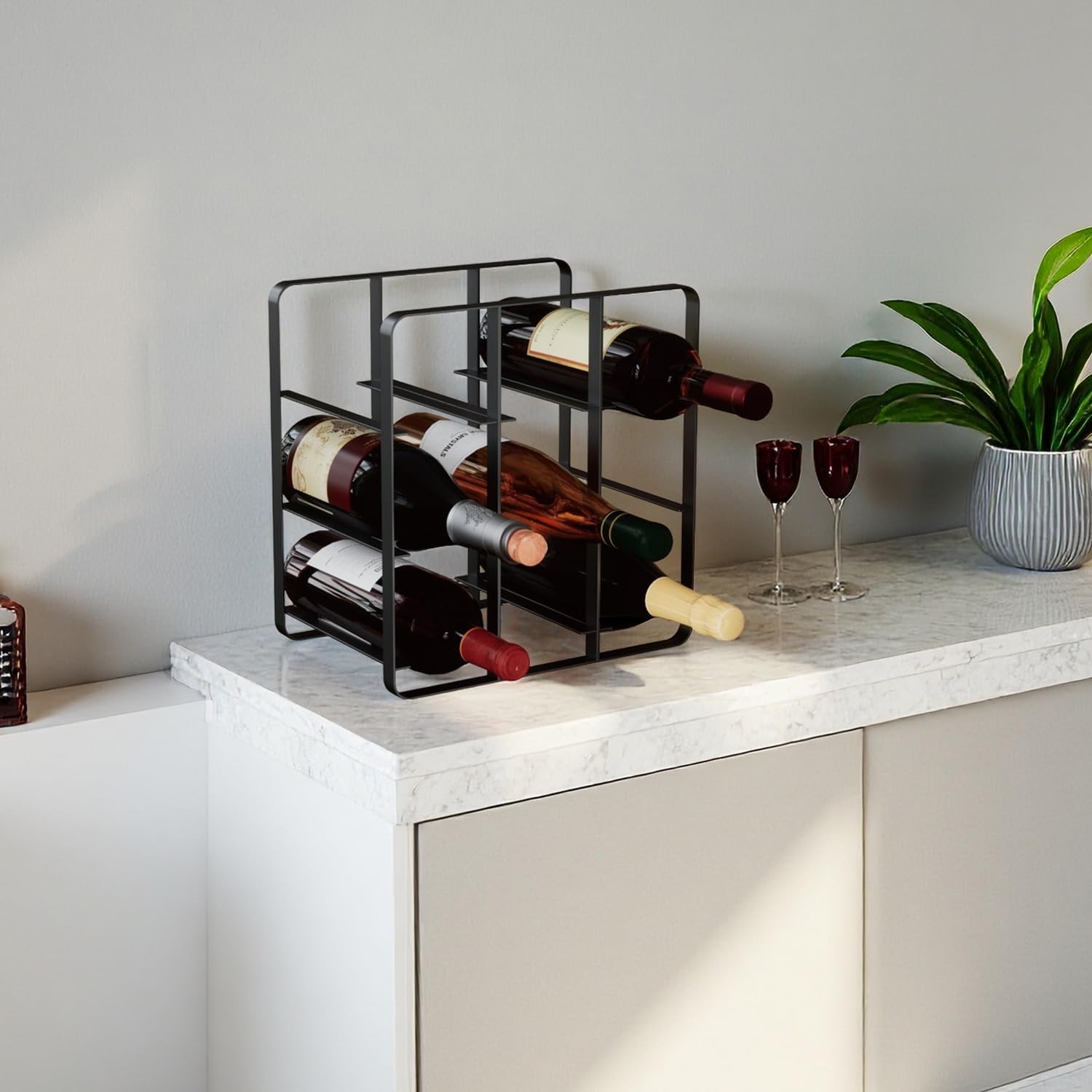 Buruis regalo estante vino 9 botellas negro, complemento para anfitriones