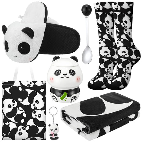 Taza panda Buryeah 3D con tapa y cuchara, ideal para bebidas calientes.