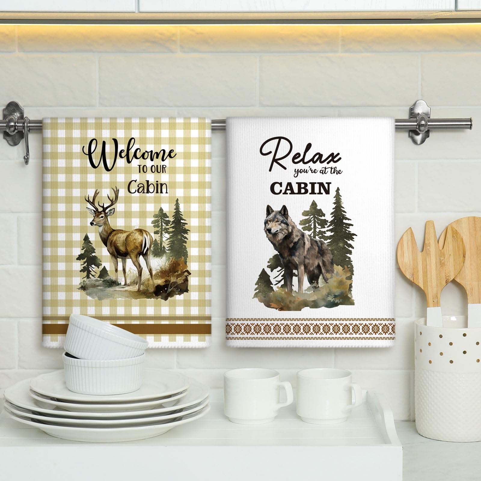 Buryeah toallas de cocina con oso, suaves y duraderas para manos y vajilla