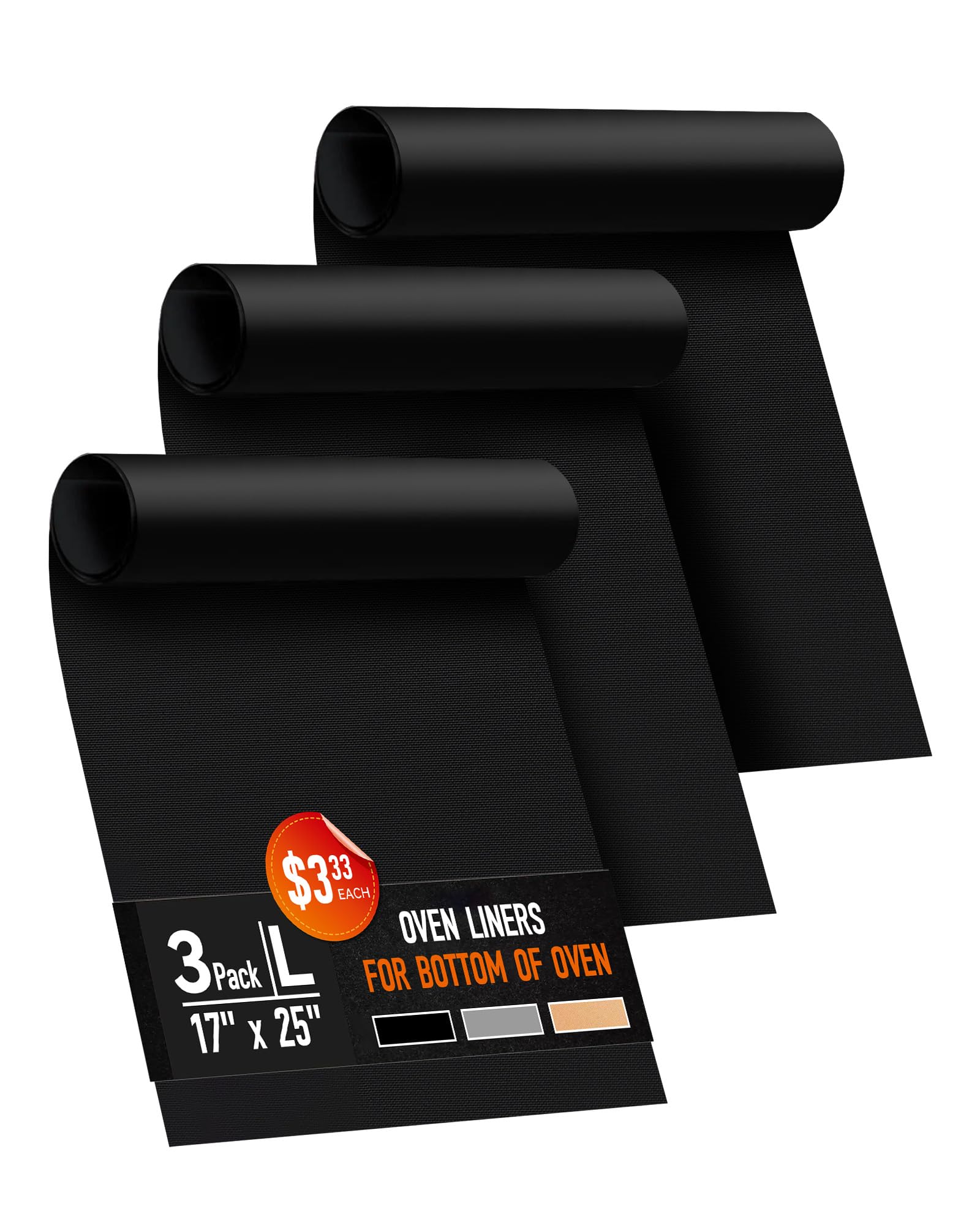Buself liners horno 3pack 17x25: protección duradera y limpieza rápida.