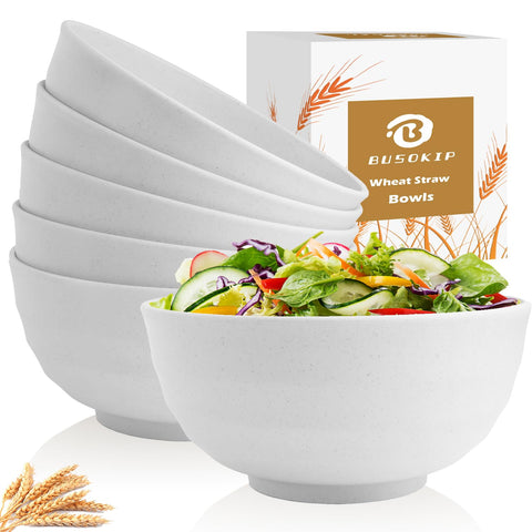 Busokip cuenco grande 60oz de paja de trigo para porciones generosas y resistentes.