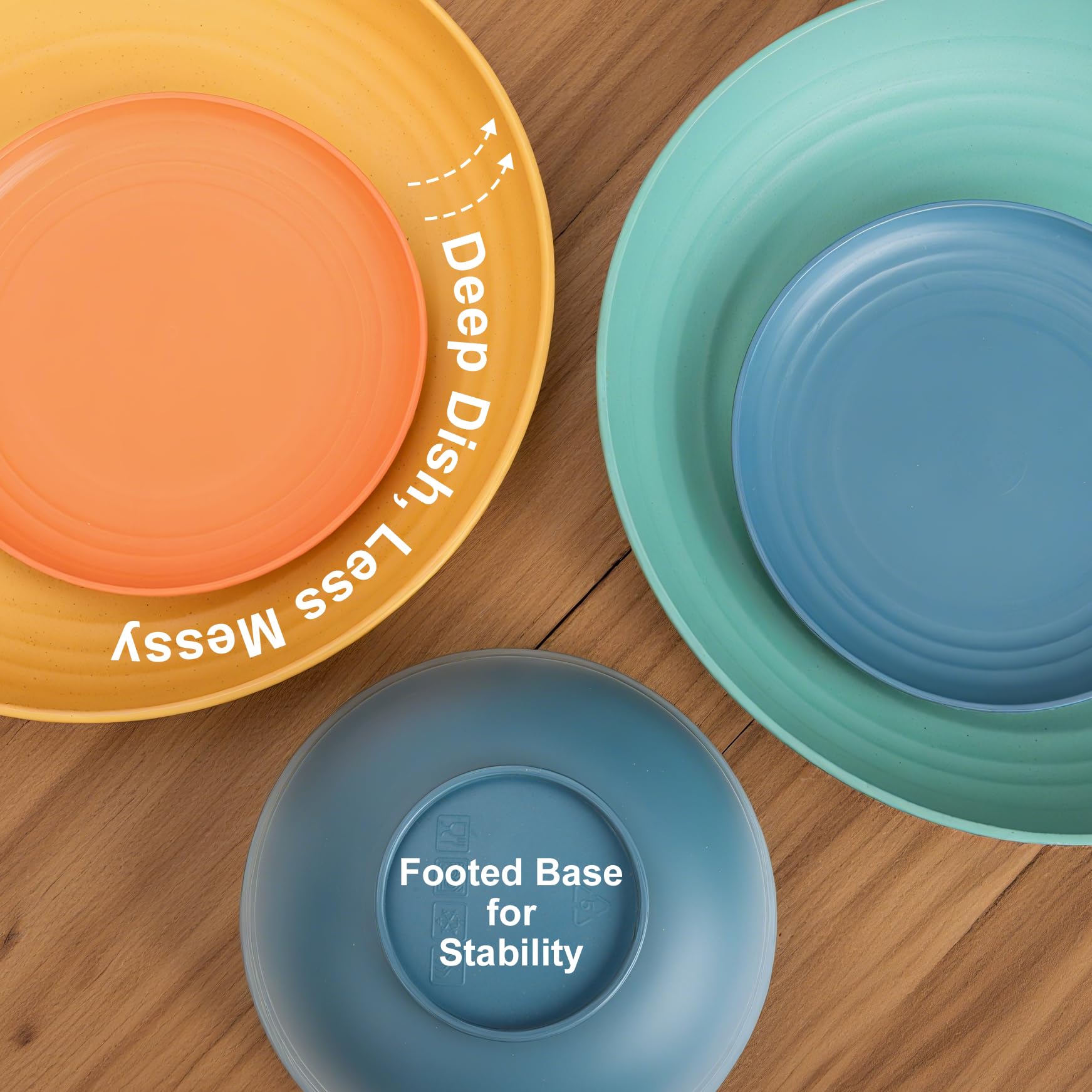 Busokip durabilidad exterior platos trigo, ideal para camping y actividades al aire libre.