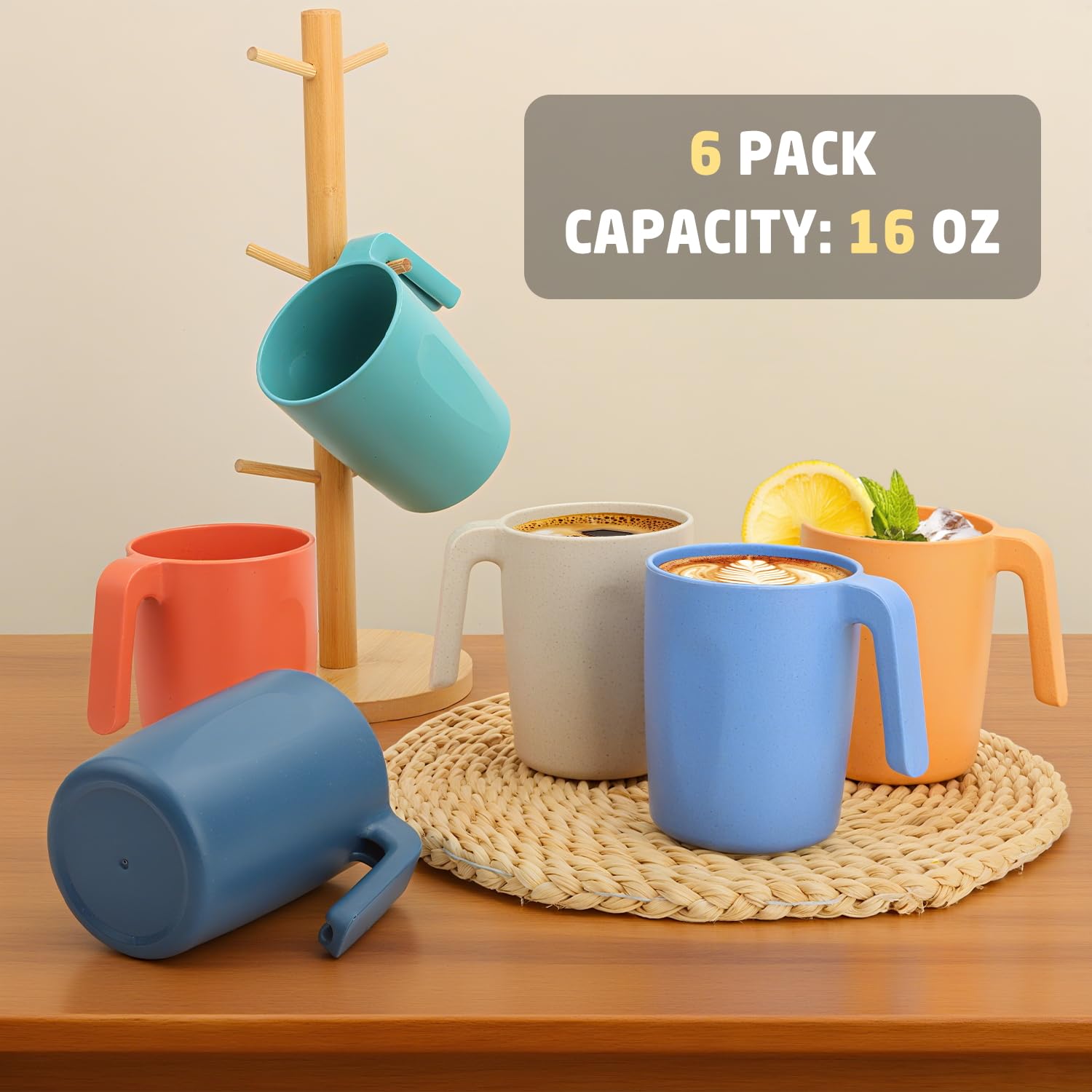 Taza BUSOKIP de 16oz con material de paja de trigo BPA-free seguro.