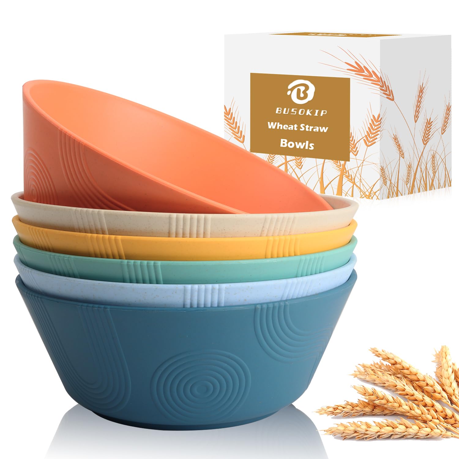 BUSOKIP tazones-trigo-36oz beige: aptos para microondas y lavavajillas.