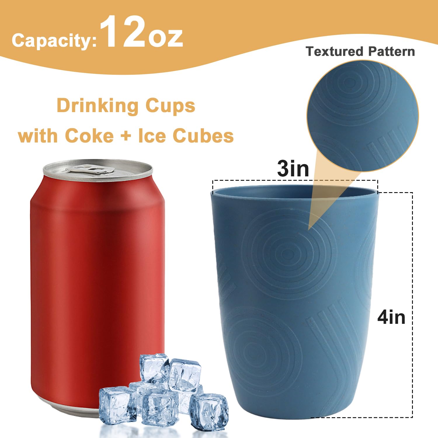 Vasos BUSOKIP de trigo 12oz en la cocina, ligeros y reutilizables.