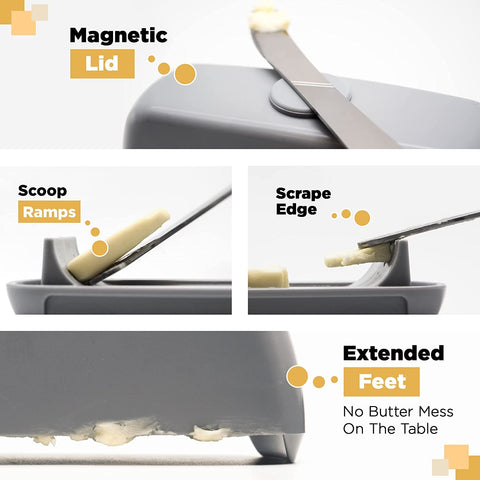 Butter Hub cuchillo magnético integrado en la tapa para transporte fácil