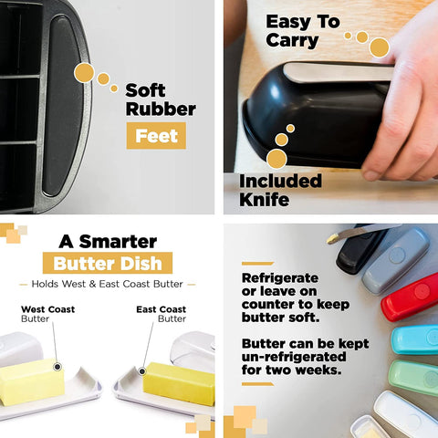 Butter Hub diseño limpio con pies elevados que evitan derrames