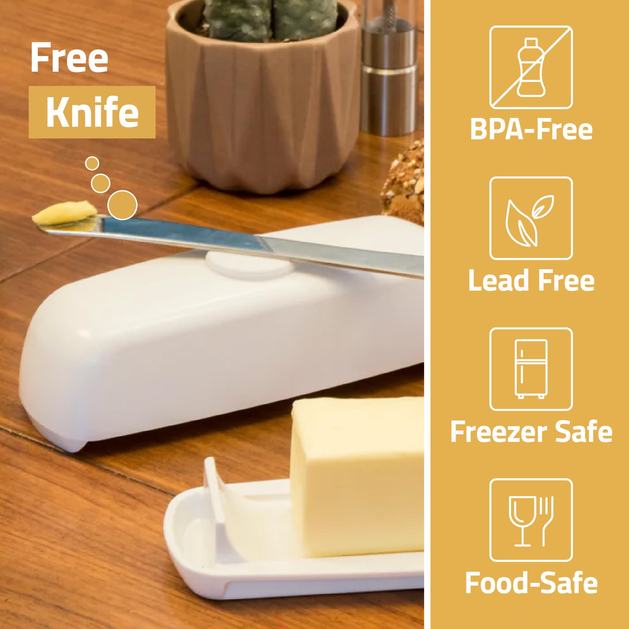 Butter Hub rampa curva facilita servir y limpia el cuchillo.